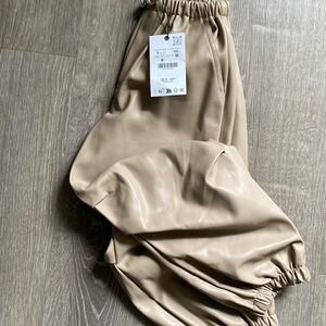 Zara leather little girl joggers, size 8, brand new.